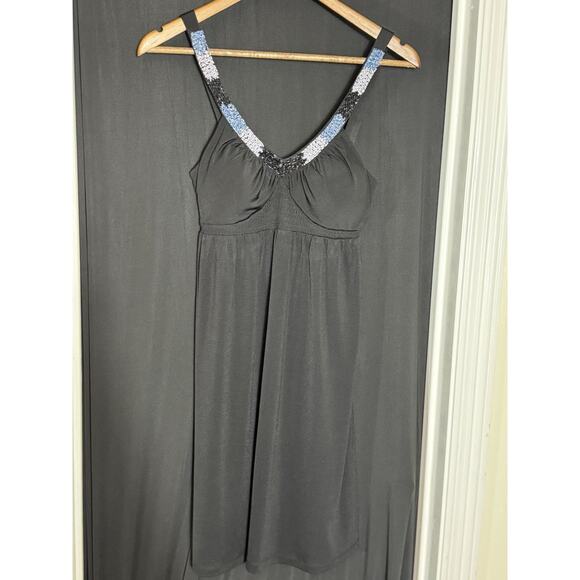 Candie's Midi Dress Black with Beaded Halter Style Front- Retro Y2K- Size Small - Picture 2 of 9